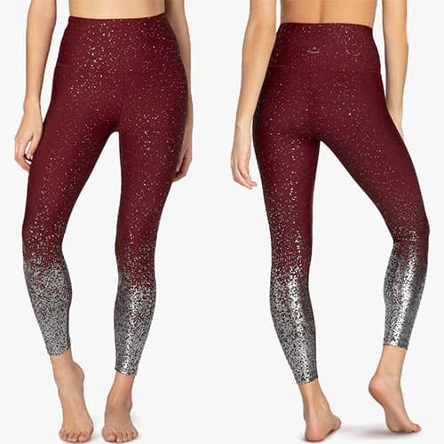 Alloy Ombre High Waisted Midi 7/8 Length Leggings in Black Gunmetal Speckle  by Beyond Yoga from Carbon38